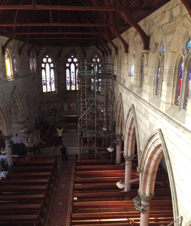 View from the scaffold showing 2nd scaffold tower